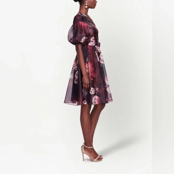 NWT Marchesa Notte Floral Cocktail Wrap Dress - Picture 6 of 16